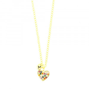 Colier din argint 925 cu inima si zirconiu multicolor - Img 1