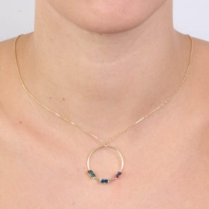 Colier placat cu aur galben cu cristale Swarovski - Img 2