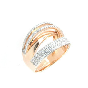 Inel din argint 925 placat cu aur roz 18k si cristale de zirconiu - 1501780 - Img 1