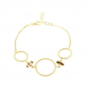 BRATARA DIN ARGINT 925 PLACATA CU AUR 18 KT SI CRISTALE SWAROVSKI - Img 1