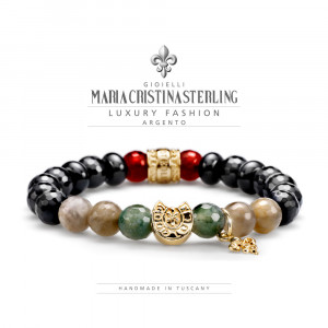 Bratara femei Lucky You placata cu aur 18k si pietre naturale multicolore - Img 1