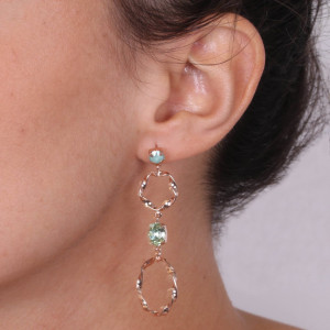 Cercei lungi din argint 925, placati cu aur roz 18k si cristale Swarovski - Img 2
