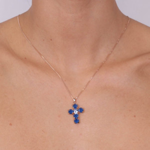 Colier din argint 925 placat cu aur roz 18k si cristale Swarovski - Img 2