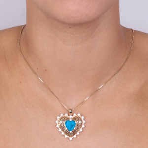 Colier pandantiv cu inima din argint 925, placat cu aur 18k - Img 2