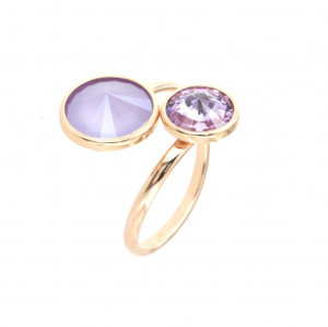 Inel circular din argint 925, placat cu aur 18k si cristale Swarovski - Img 1