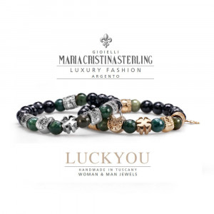 Bratara femei Lucky You placata cu aur 18k si pietre naturale multicolore - Img 2