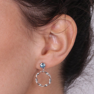 Cercei rotunzi din argint 925 si cristale Swarovski - Img 2
