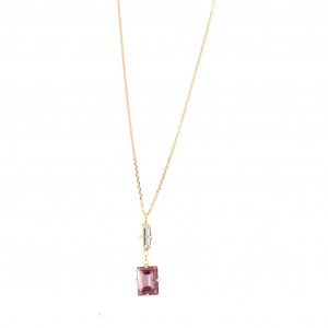 Colier placat cu aur roz cu cristale Swarovski - Img 1