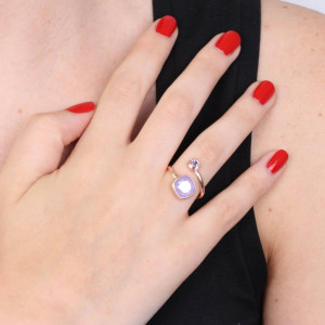 Inel circular din argint 925, placat cu aur roz 18k si cristale Swarovski - Img 2