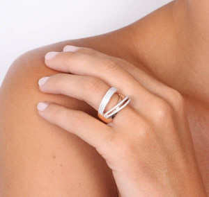 Inel din argint 925 placat cu aur roz 18k si cristale de zirconiu - 1501780 - Img 2