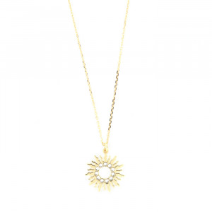 Colier din argint 925 placati cu aur cu pandant in forma de soare cu cristale swarovski - Img 1