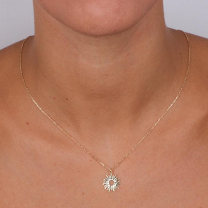 Colier din argint 925 placati cu aur cu pandant in forma de soare cu cristale swarovski - Img 2