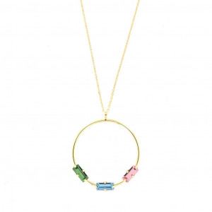 Colier placat cu aur galben cu cristale Swarovski - Img 1