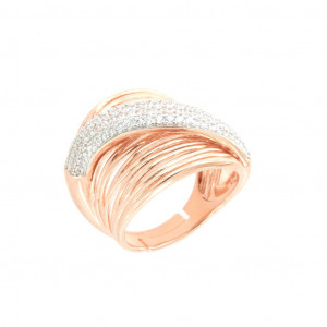 Inel din argint 925 placat cu aur roz 18k si cristale - 1502020 - Img 1
