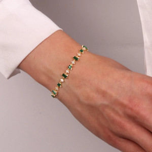 Bratara din argint 925 cu zirconiu verde si alb - Img 2