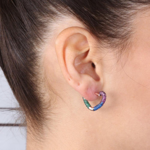 Cercei din argint 925 multicolor placat cu aur roz - Img 2