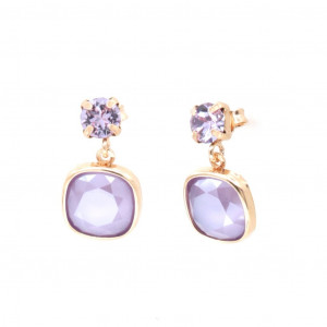 Cercei din argint 925, placati cu aur roz 18k si cristale Swarovski - Img 1