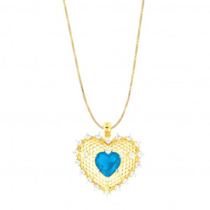 Colier pandantiv cu inima din argint 925, placat cu aur 18k - Img 1
