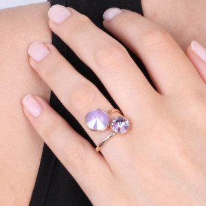 Inel circular din argint 925, placat cu aur 18k si cristale Swarovski - Img 2