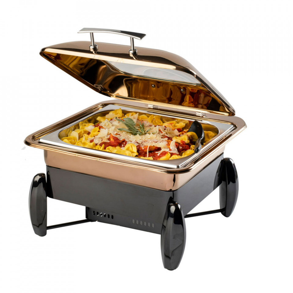 Chafing dish combo GN 2/3 gaz-inductie Negru-Cupru - 1