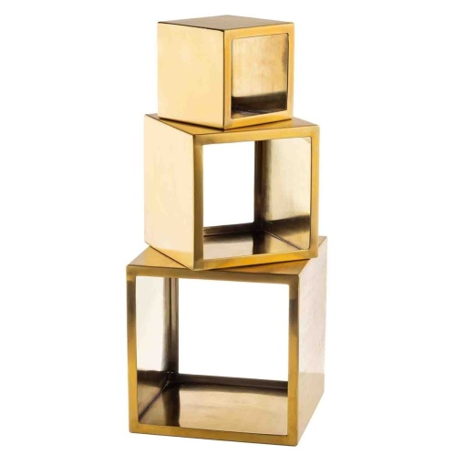 Set 3 inaltatoare bufet patrate Barclay inox auriu 23x23x23 cm 12707 - Img 2
