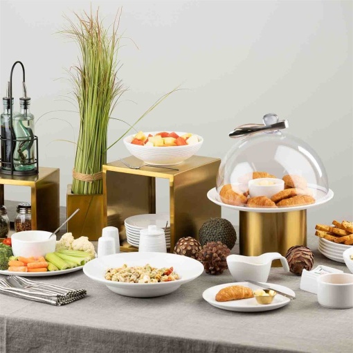 Set 3 inaltatoare bufet rotunde inox auriu 21x23 cm 12706 - Img 5