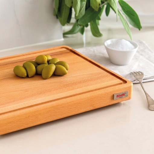 Platou servire lemn cu canelura pentru sos si picioare 70x50x4cm BIS08.026325.001 - Img 2