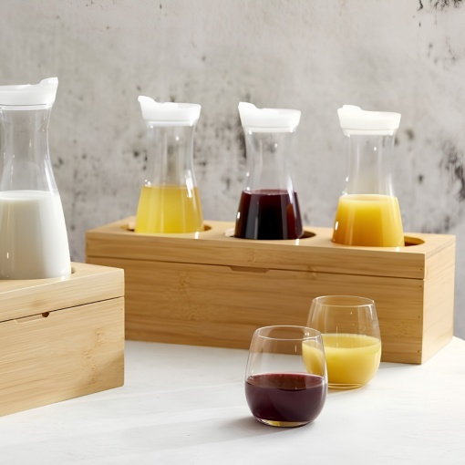 Set 3 carafe cu suport bambus 1500ml S1007 - Img 2