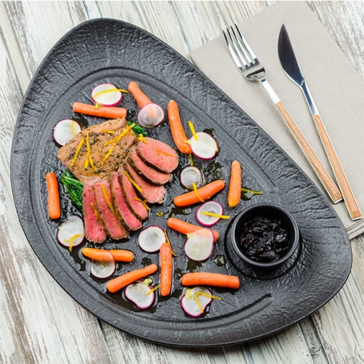Platou oval steak Vulcania 37x25 cm VU034370779 - Img 2