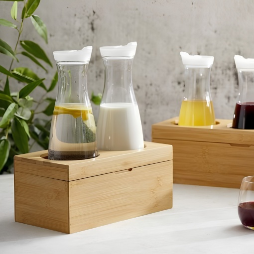 Set 2 carafe cu suport bambus 1500ml S1006 - Img 2