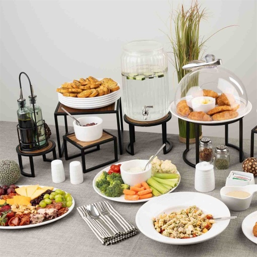 Set 3 inaltatoare bufet rotunde metal negru 25.5x20.5cm 12503 - Img 5