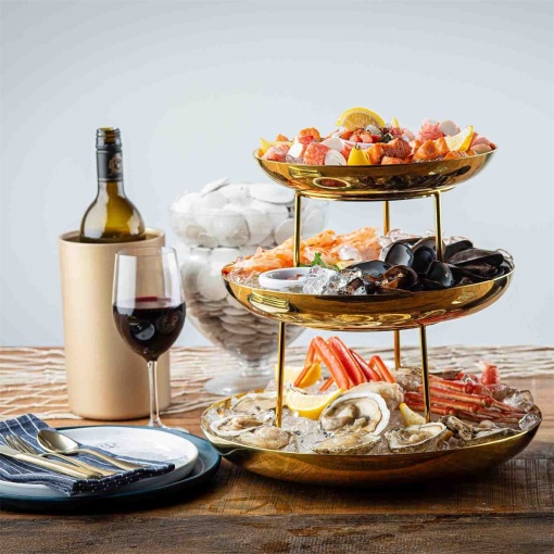 Suport servire fructe de mare gold 35cm 12037 - Img 3