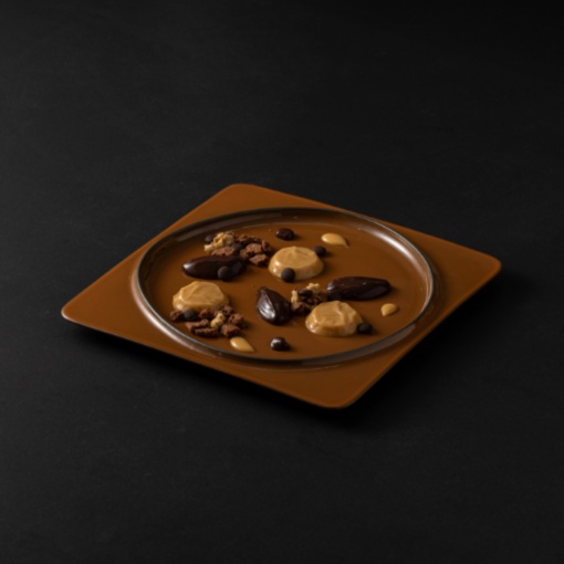 Farfurie patrata aperitiv Ambar dark caramel 27x27cm 1ABP271e-CAR - Img 2