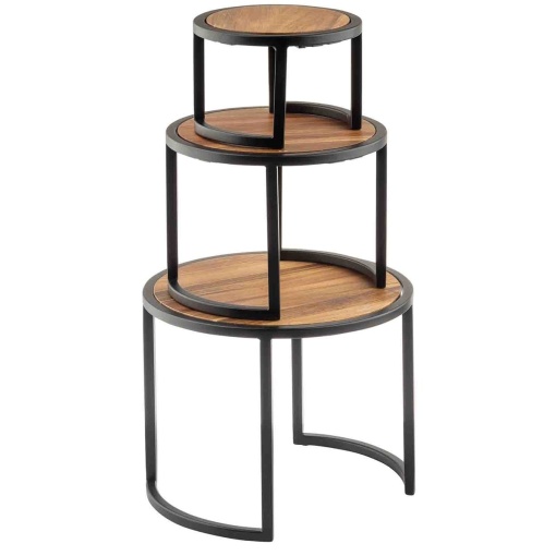 Set 3 inaltatoare bufet rotunde metal negru 25.5x20.5cm 12503 - Img 2