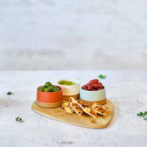 Set 3 boluri tapas/mezze+platou lemn Dela 36x27cm 5918004 - Img 3