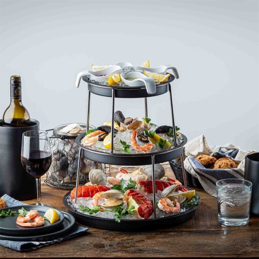 Suport servire fructe de mare negru mat 35.5cm 12067 - Img 3
