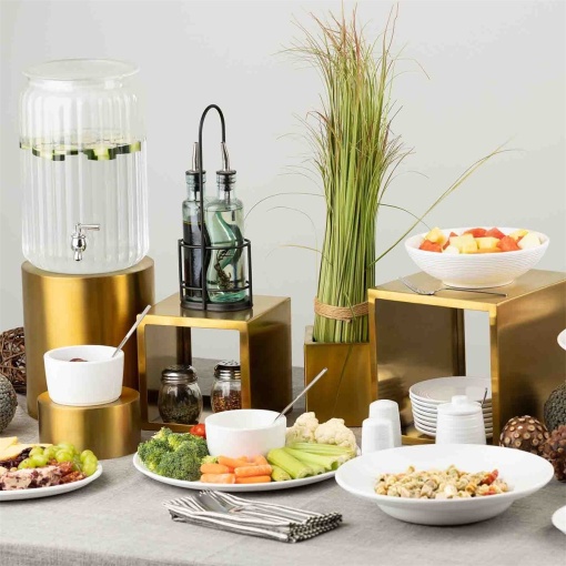 Set 3 inaltatoare bufet rotunde inox auriu 21x23 cm 12706 - Img 4