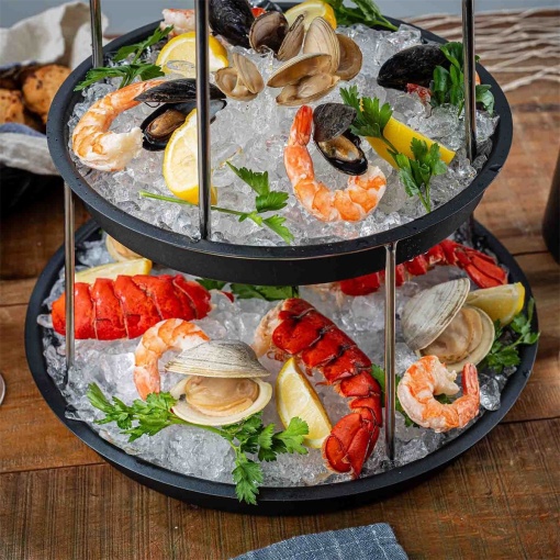 Suport servire fructe de mare negru mat 35.5cm 12067 - Img 4