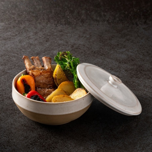 Capac vas rotund ceramica Marrakesh sable blanc 15cm 2VGH151T-SBL - Img 2