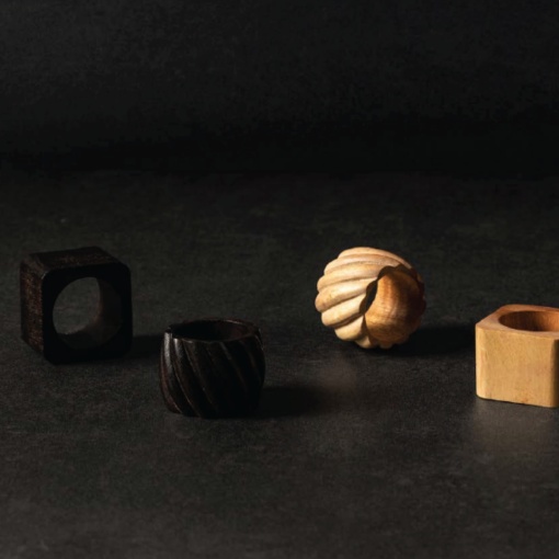 Set 4 inele servet lemn dark 5x3.6cm O30326-DRK - Img 2