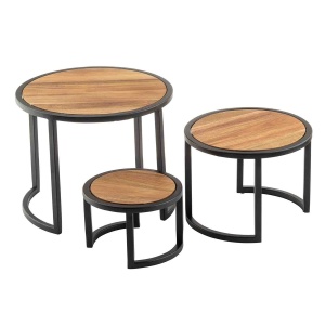 Set 3 inaltatoare bufet rotunde metal negru 25.5x20.5cm 12503