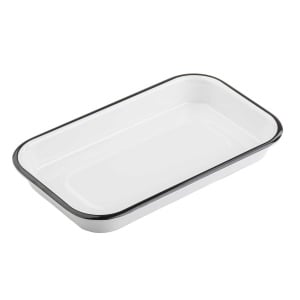 Tava servire melamina Canteen alb/negru 25.5x15cm 11671EU