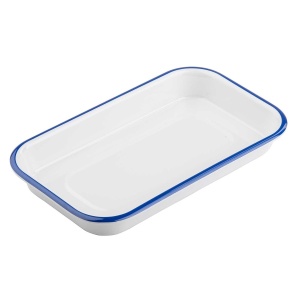 Tava servire melamina Canteen alb/albastru 25.5x15cm 11731EU