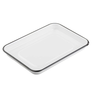 Tava servire melamina Canteen alb/negru 33x24cm 11669EU