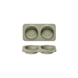 Platou dreptunghiular tapas/mezze cu 2 boluri integrate Ambar sage green 19x10cm 1ABD191E-SAG