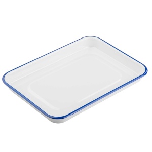 Tava servire melamina Canteen alb/albastru 33x24cm 11730EU