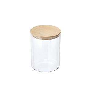 Borcan sticla cu capac bambus 15x20cm T3031