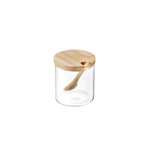 Borcan sticla cu lingura bambus 310ml T3033