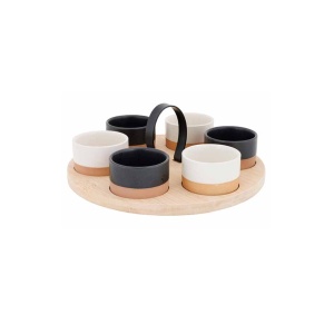 Platou servire Aperoset bambus + 6 boluri 5x4cm 2920542