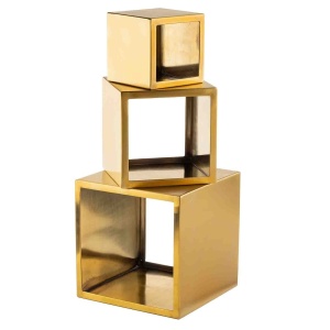 Set 3 inaltatoare bufet patrate Barclay inox auriu 23x23x23 cm 12707